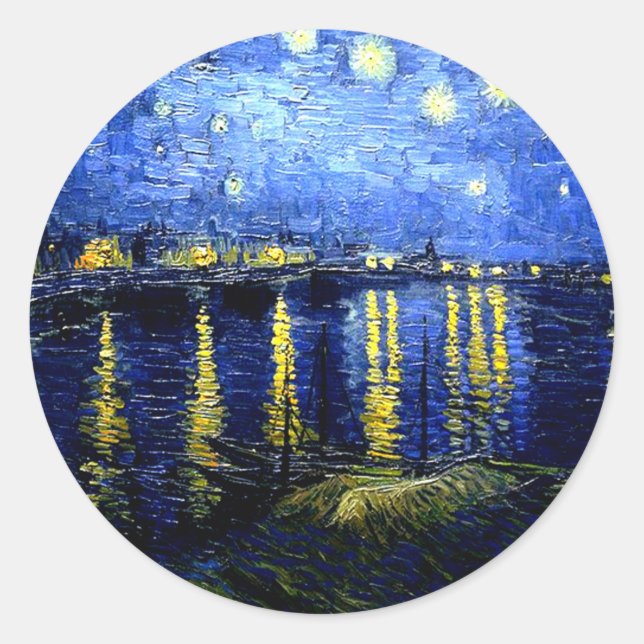 Starry Night over the Rhone by van Gogh Classic Round Sticker (Front)