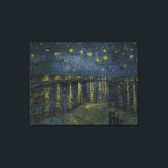 Starry Night Over the Rhone by Vincent Van Gogh Canvas Print<br><div class="desc">Starry Night Over the Rhone by Vincent Van Gogh, oil on canvas 1888, is a landscape painting of a town and lights at night on the curving banks of the river Rhone beneath a vast canopy of shining stars that reflect in the rippling river water. In the foreground a man...</div>