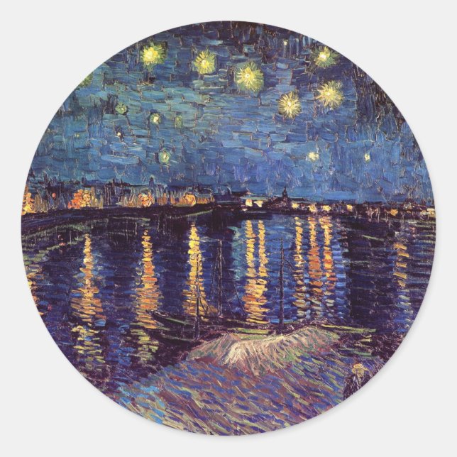 Starry Night Over the Rhone by Vincent van Gogh Classic Round Sticker (Front)