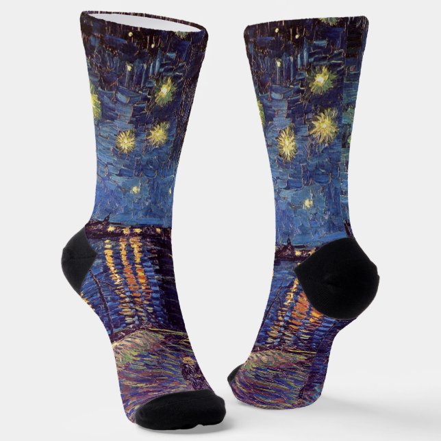 Starry Night Over the Rhone by Vincent van Gogh Socks (Angled)