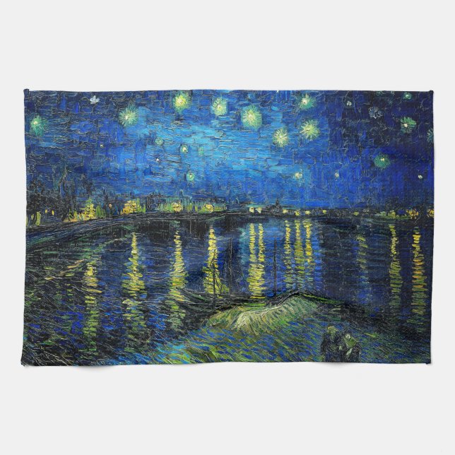 Starry Night Over the Rhone by Vincent Van Gogh Tea Towel (Horizontal)
