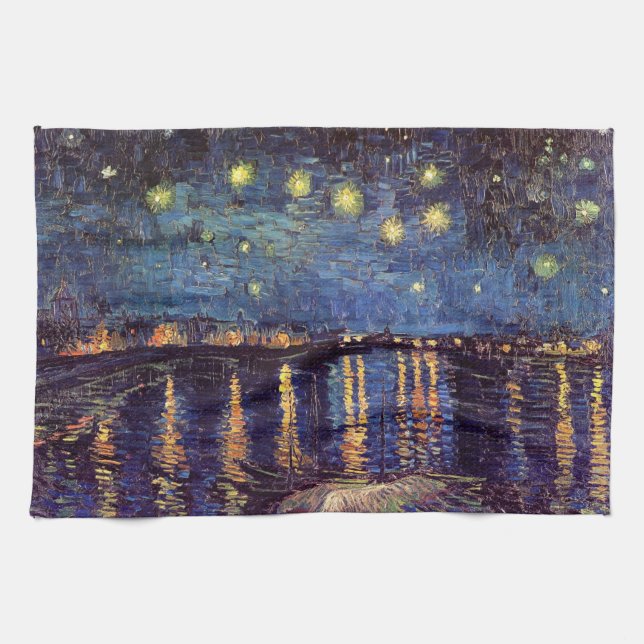 Starry Night Over the Rhone by Vincent van Gogh Tea Towel (Horizontal)