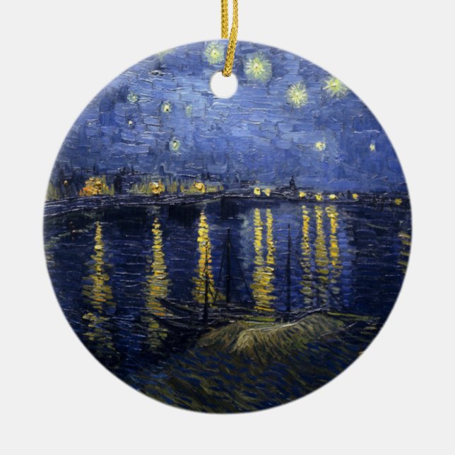 Starry Night Over the Rhône Ceramic Tree Decoration (Front)