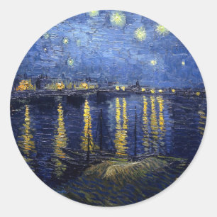 Starry Night Over the Rhone Classic Round Sticker