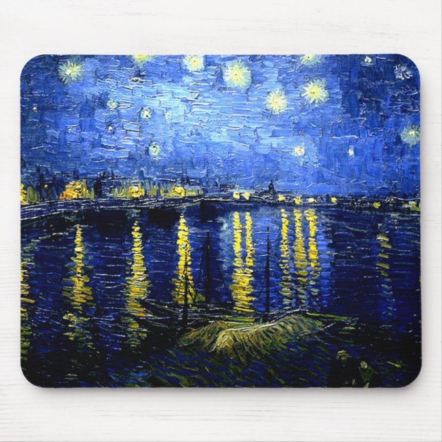 Starry Night over the Rhone, van gogh artwork Mouse Mat (Front)