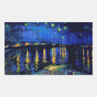 Starry Night Over the Rhone Van Gogh Fine Art Rectangular Sticker