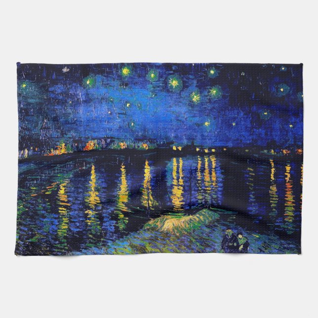Starry Night Over the Rhone Van Gogh Fine Art Tea Towel (Horizontal)