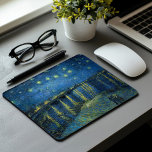 Starry Night Over the Rhône | Vincent Van Gogh Mouse Mat<br><div class="desc">Starry Night Over the Rhône (1888) by Dutch artist Vincent Van Gogh. Original artwork is an oil on canvas depicting an energetic post-impressionist night sky in moody shades of blue and yellow. 

Use the design tools to add custom text or personalise the image.</div>