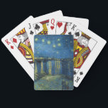 Starry Night Over the Rhône | Vincent van Gogh Playing Cards<br><div class="desc">Starry Night Over the Rhône (1888) by Vincent van Gogh is a mesmerising Post-Impressionist painting that captures a serene nighttime view of the Rhône River in Arles, France. The artwork features a deep blue sky adorned with shimmering golden stars and their reflections on the water. In the foreground, two figures...</div>