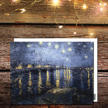 Starry Night Over the Rhone Vincent van Gogh Postcard<br><div class="desc">A fine art postcard with the post-impressionist oil painting,  Starry Night Over the Rhone (1888) by Vincent van Gogh (1853-1890). An evening landscape under a starry sky with boats in the harbor.</div>