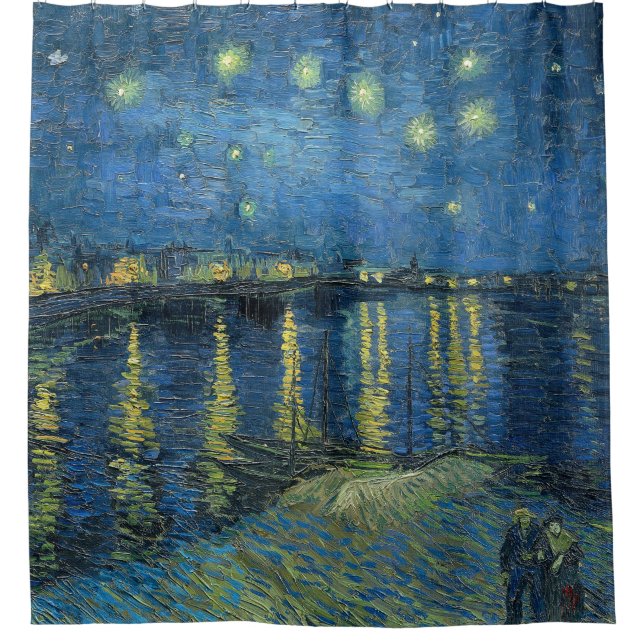 Starry Night Over the Rhone Vincent Van Gogh Shower Curtain (Front)