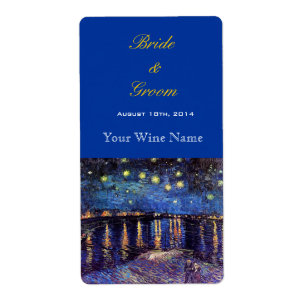 Starry Night over the Rhone wedding wine labels