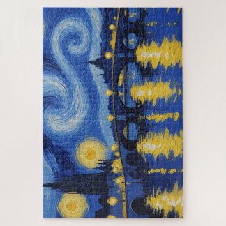 Starry night over the river jigsaw puzzle