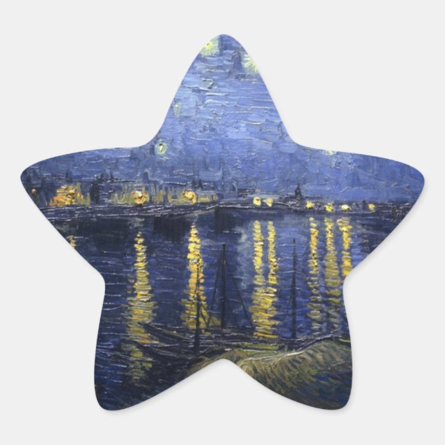 Starry Night Over The River Rhone Star Sticker (Front)