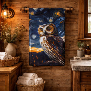 Starry Night Owl Bath Towel Set