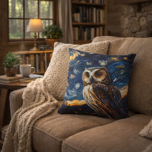 Starry Night Owl Cushion