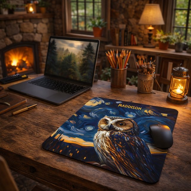 Starry Night Owl Mouse Mat (Creator Uploaded)