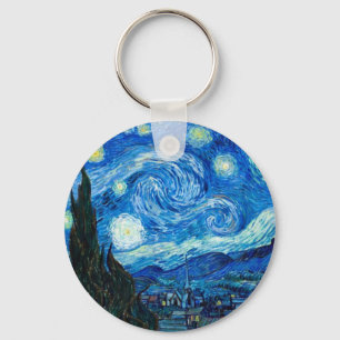 Starry Night Painting By Painter Vincent Van Gogh Key Ring