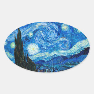 Starry Night Painting By Painter Vincent Van Gogh Oval Sticker