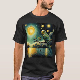 Starry Night Parakeet Parrot Van Gogh Bird Lover T-Shirt