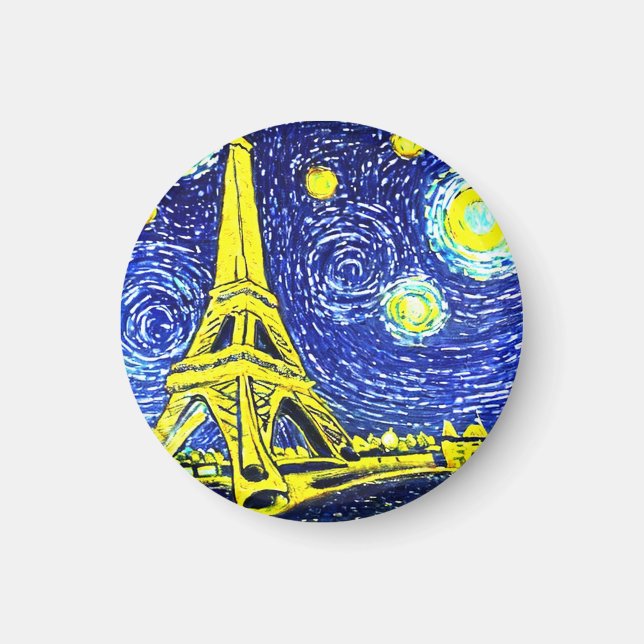 Starry Night Paris France Magnet (Front)