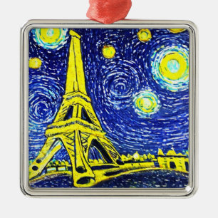 Starry Night Paris France Metal Tree Decoration