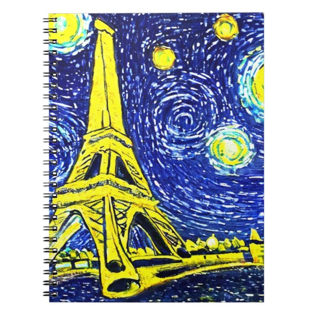 Starry Night Paris France Notebook (Front)