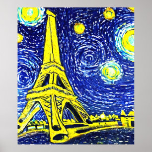Starry Night Paris France Poster
