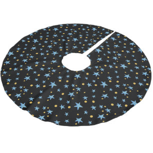 Starry Night Patterned Christmas Brushed Polyester Tree Skirt