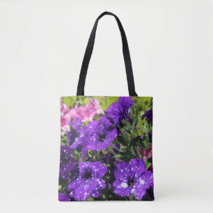 Starry Night Petunia flower tote bag
