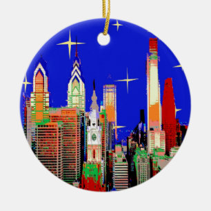 Starry Night Philadelphia Ceramic Tree Decoration
