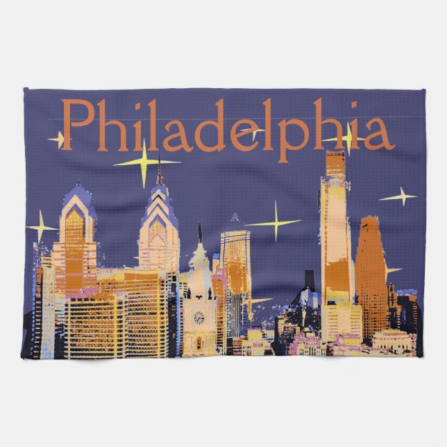 Starry Night Philadelphia Tea Towel (Horizontal)