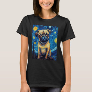 Starry Night Pug Dog Van Gogh Sky Painting Art Pug T-Shirt