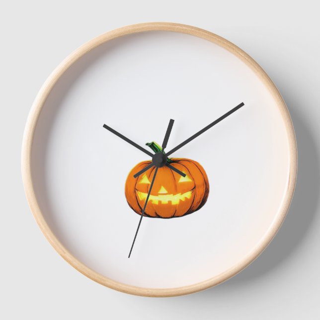 Starry Night Pumpkin Halloween Van Gogh Thanksgivi Clock (Front)