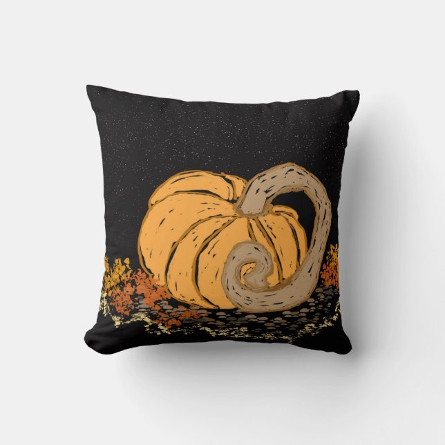 Starry Night Pumpkin Patch Cushion (Front)