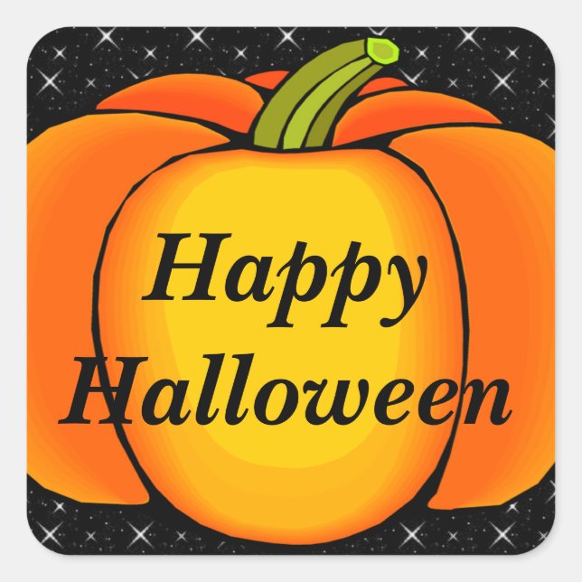 Starry Night Pumpkin Square Sticker (Front)