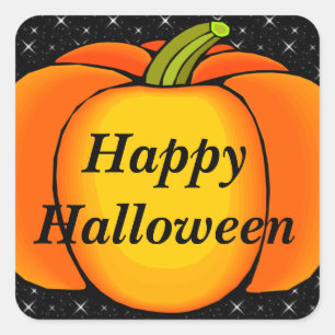 Starry Night Pumpkin Square Sticker