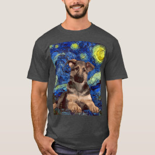 Starry Night Puppy German Shepherd Dog Painting Do T-Shirt