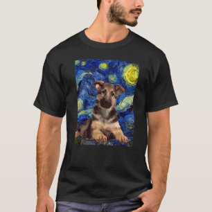 Starry Night Puppy German Shepherd Dog Painting Do T-Shirt