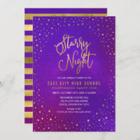 Starry Night Purp Watercolor Faux Gold Scool Dance