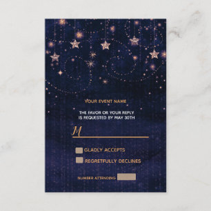 Starry Night Purple Gold Whimsical Stars RSVP