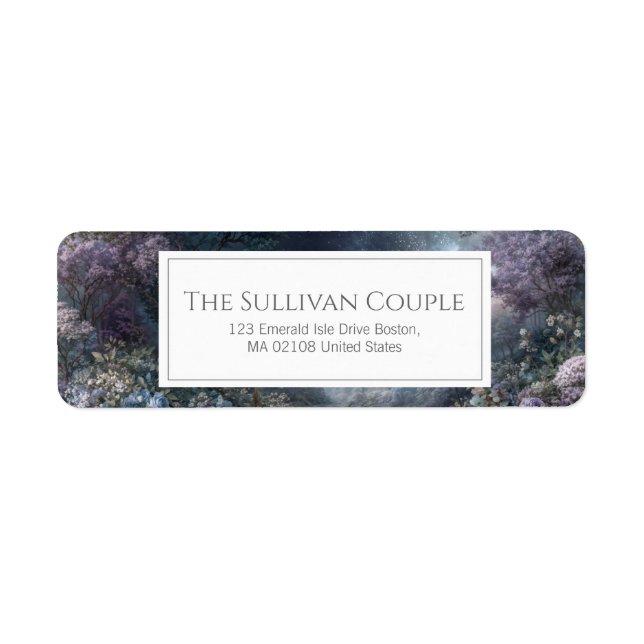 Starry Night Purple Rose Botanical Return Address (Front)