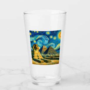 Starry Night Pyramids Sphinx Egypt Glass