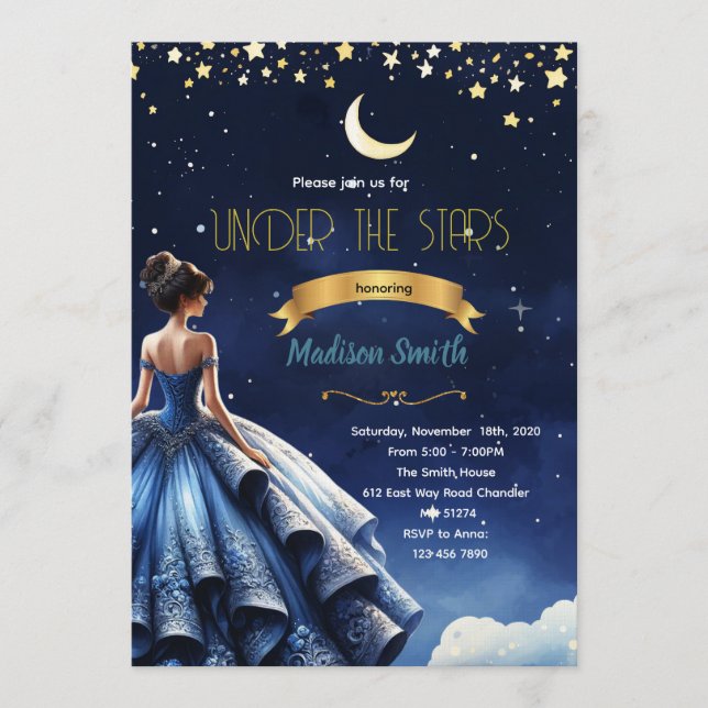 Starry Night Quinceanera party Invitation (Front)