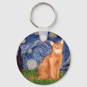 Starry Night - Red Abyssinian Key Ring