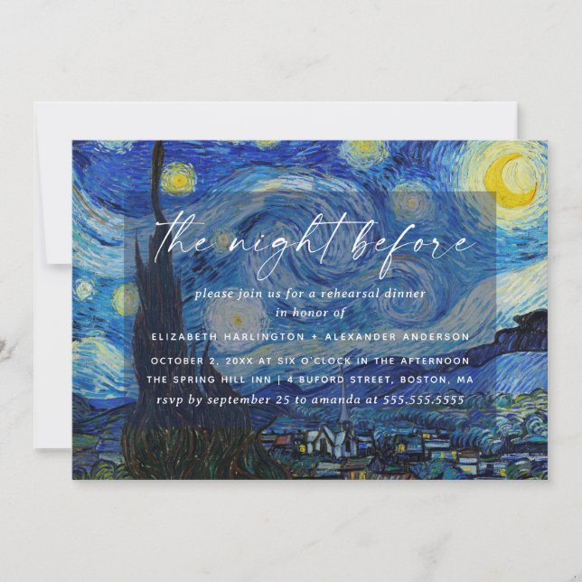 Starry Night Rehearsal Dinner | Museum Wedding Invitation (Front)