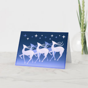 Starry night reindeer holiday card