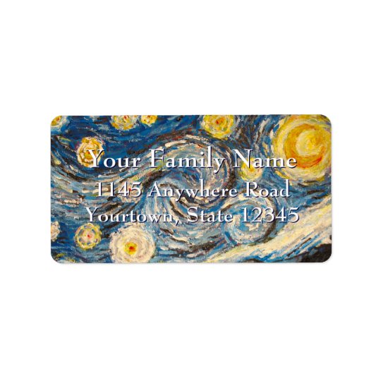 Starry Night repaint after Vincent Van Gogh Address Label
