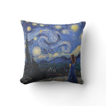 Starry Night Reverie: A Dreamer's Gaze Pillow