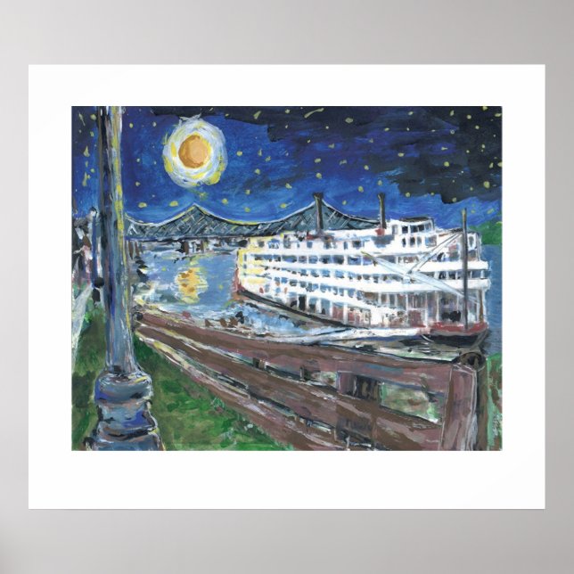 Starry Night Riverboat Poster (Front)